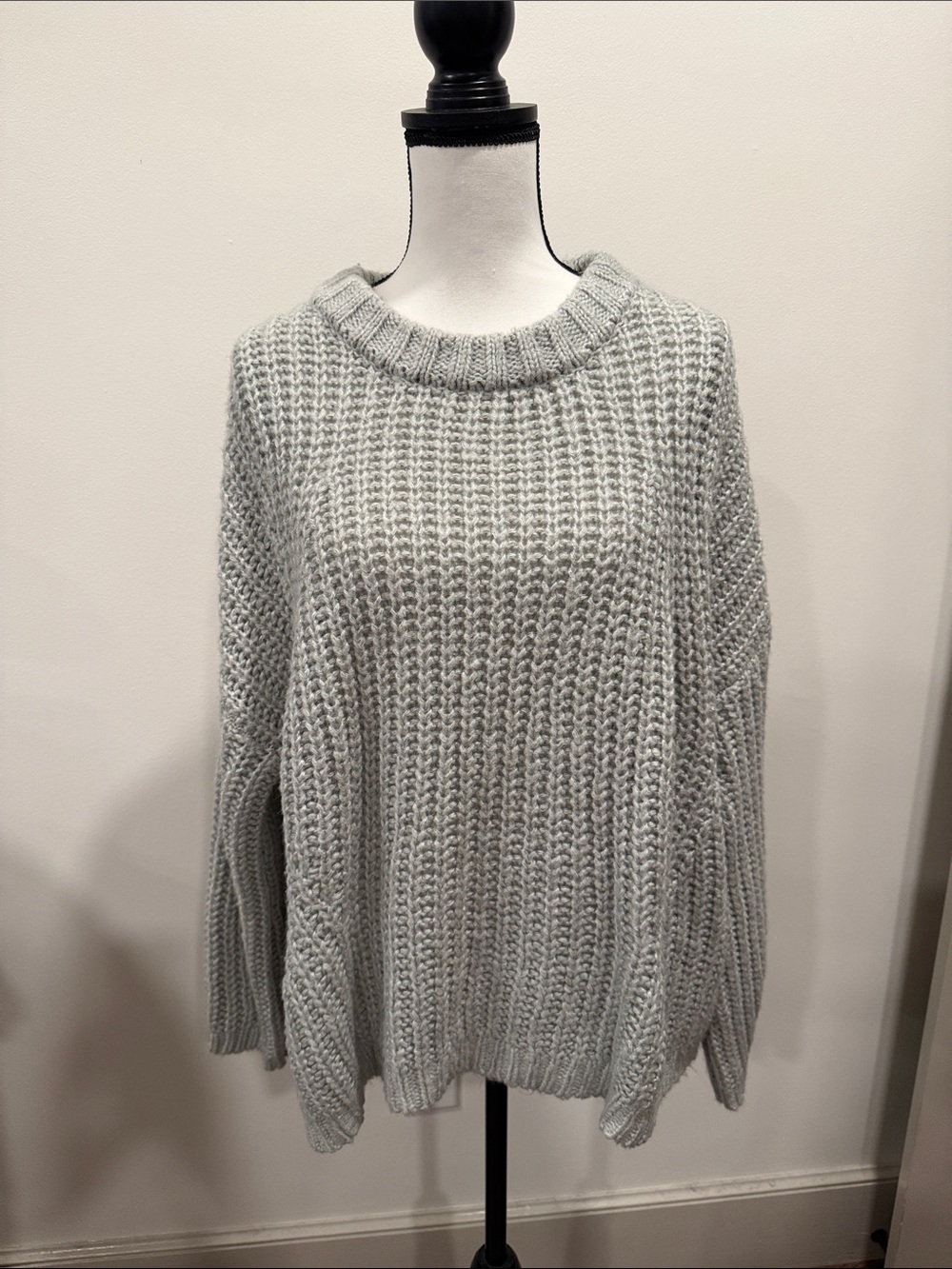 Universal Thread Chunky Knit Pullover Sweater in Gray/Green Size XXL